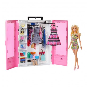 Кукла Барби Игровой Набор Barbie и Модный Шкаф с Одеждой и Аксессуарами Mattel 