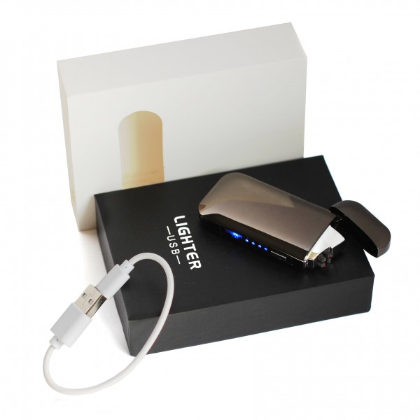 Электроимпульсная USB зажигалка с зеркальным эффектом Черная