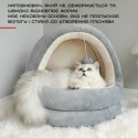 Домик Для Кошек с Игрушкой 42 см Глубокая Мягкая Лежанка Кровать с Внутренней Подушкой Серая