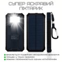 Повербанк на 30000 mAh с Солнечной Батареей и Креплением Для Рюкзака Портативный Внешний Аккумулятор 2в1 в Защищенном Корпусе + Мощный Фонарь и LED Индикатор DEJI S30