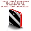 Повербанк 5в1 20000 mAh на 4 Выхода со Встроенными Портами TYPE-C + USB + IPhone + Micro USB Мини Карманный Внешний Аккумулятор с Фонариком и LED Индикатором DEJI Mini M20
