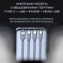 Мини Повербанк 5в1 20000 mAh на 4 Выхода Карманный Внешний Аккумулятор со Встроенными Портами TYPE-C + USB + Iphone + Micro USB с Фонариком и LED Индикатором DEJI Mini M20