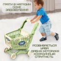 Тележка с Продуктами 52 Детали Детский Игровой Набор Продавца и Покупателя Корзина с Фруктами и Терминалом Зелёная