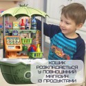 Детская Переносная Корзина с Продуктами Складная 49 Предметов 2в1 Игровой Набор Продавец с Игрушечными Деньгами + Весы Зелёная