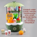 Детская Переносная Корзина с Продуктами Складная 49 Предметов 2в1 Игровой Набор Продавец с Игрушечными Деньгами + Весы Зелёная