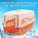 Переноска Для Кошек и Собак Контейнер Для Авиа Перевозок Животных с Металлическими Креплениями и Дверью + Замок до 9 кг Оранжевый