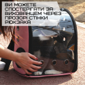 Прозрачный Рюкзак Переноска Для Прогулок Кошек и Маленьких Собак с Иллюминатором До 7 кг Розовый