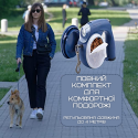 Поводок Рулетка Для Собак 5в1 с 2-мя Съемными Мисками+Фонариком и Отсеком Для Пакетов Синий
